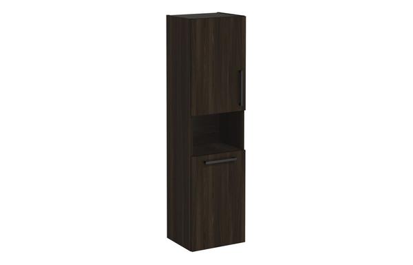 VitrA Root Flat 40cm 2 Door Semi-Tall Unit w/Laundry Basket (LH Hinge) - Walnut